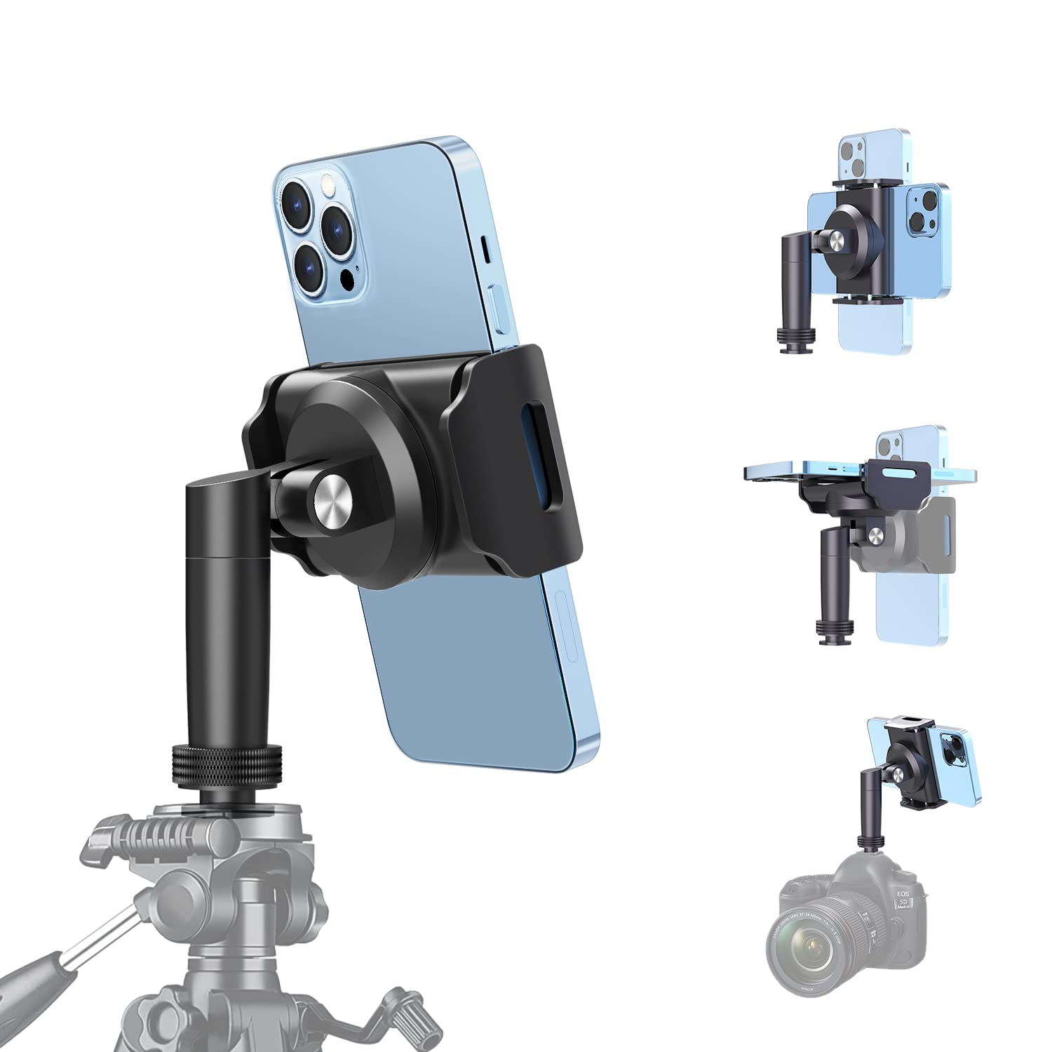 Elitehood Universal Phone Holder Mount For Tripod, 360 Swivel Tilt Iphone Tripod Mount Adapter With 1/4    Screw Adapter & Cold