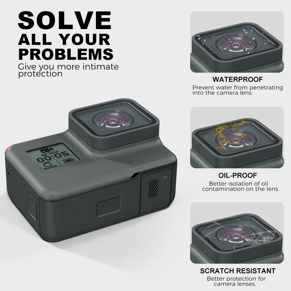 (2 Pack) Parapace Protective Lens Replacement For Gopro Hero 6/5 Black Glass Cover Case Action Camera Accessories Kits(Gray)