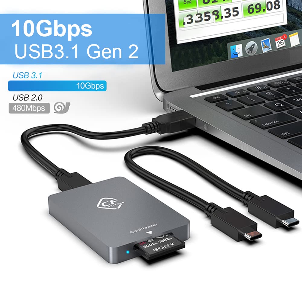 Cfexpress Card Reader, Usb 3.2 Gen 2 10Gbps Cfexpress Tyep B Card Readers, Portable Aluminum Memory Card Adapter, Support For Thunderbolt 3/4 Port, For Professional Filmmakers, Photographers