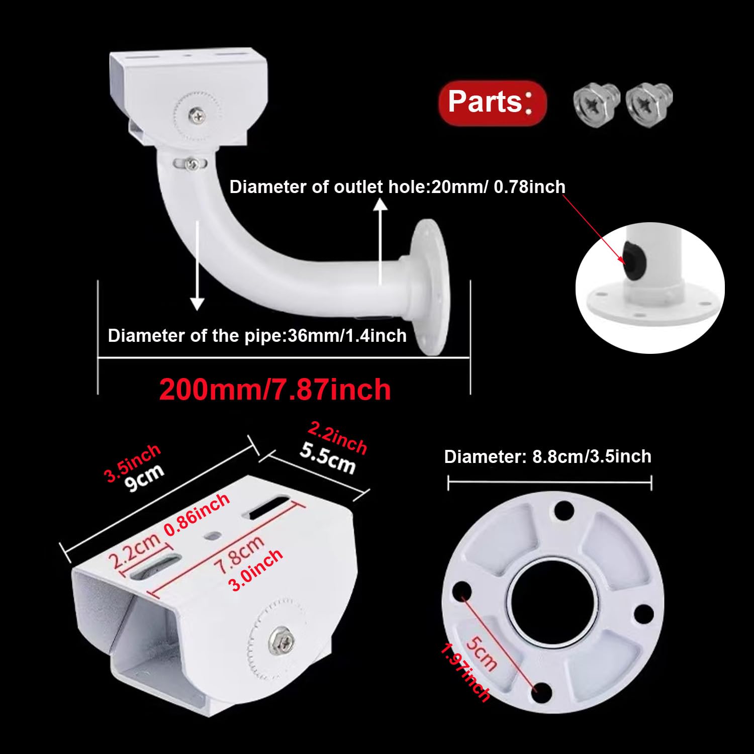 Pcuorleors Surveillance Security Camera Mount Bracket,Indoor/Outdoor Camera Wall Mount Bracket For Cctv Security Cameras, J Shap