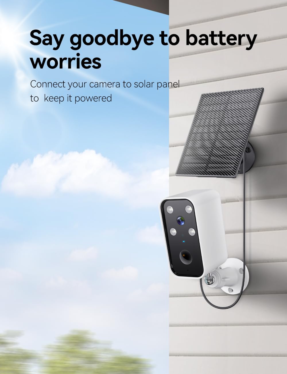 3 Link Solar Camera Outdoor Wireless, Battery Security Cameras With Solar Panel For Home Security, No Monthly Fee, Motion Detect