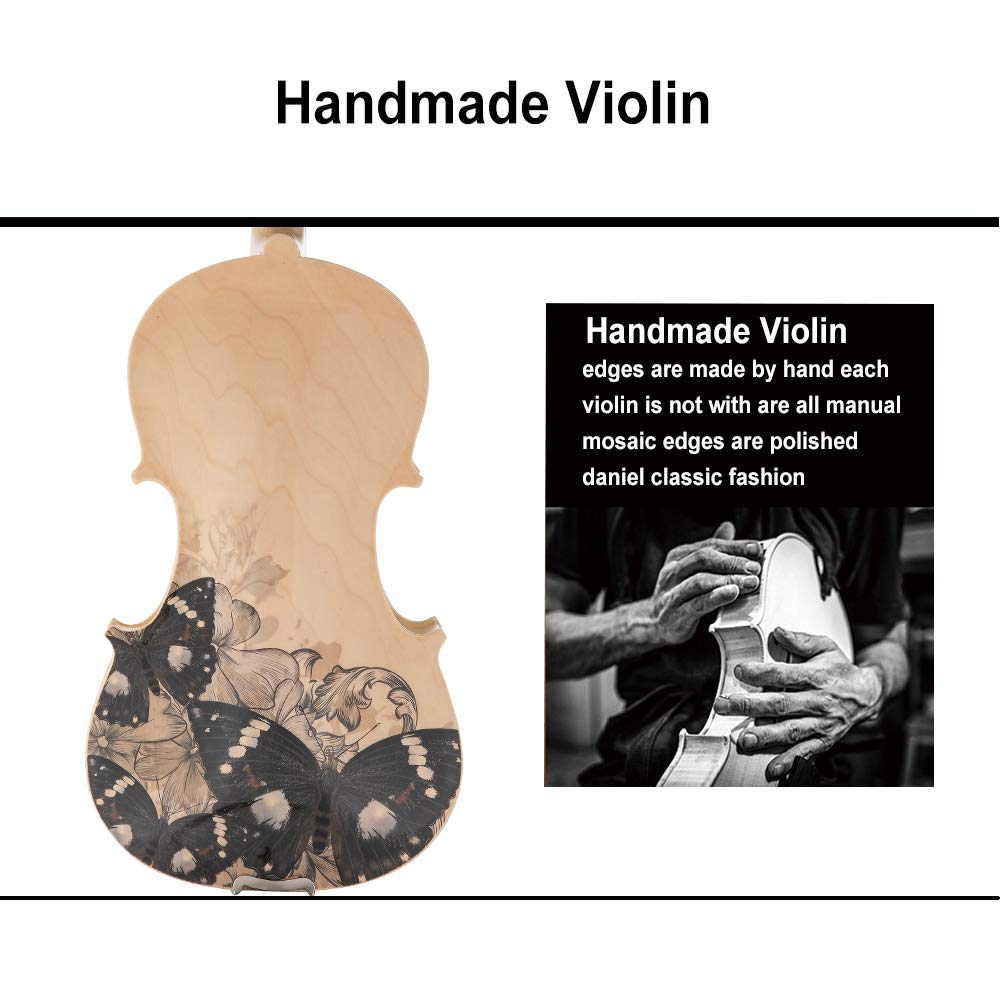 Aliyes Distinctive Artistic Violin Set Designed For Beginners/Students/Kids/Adults With Hard Case,Bow,Extra Strings (4/4/Full Si