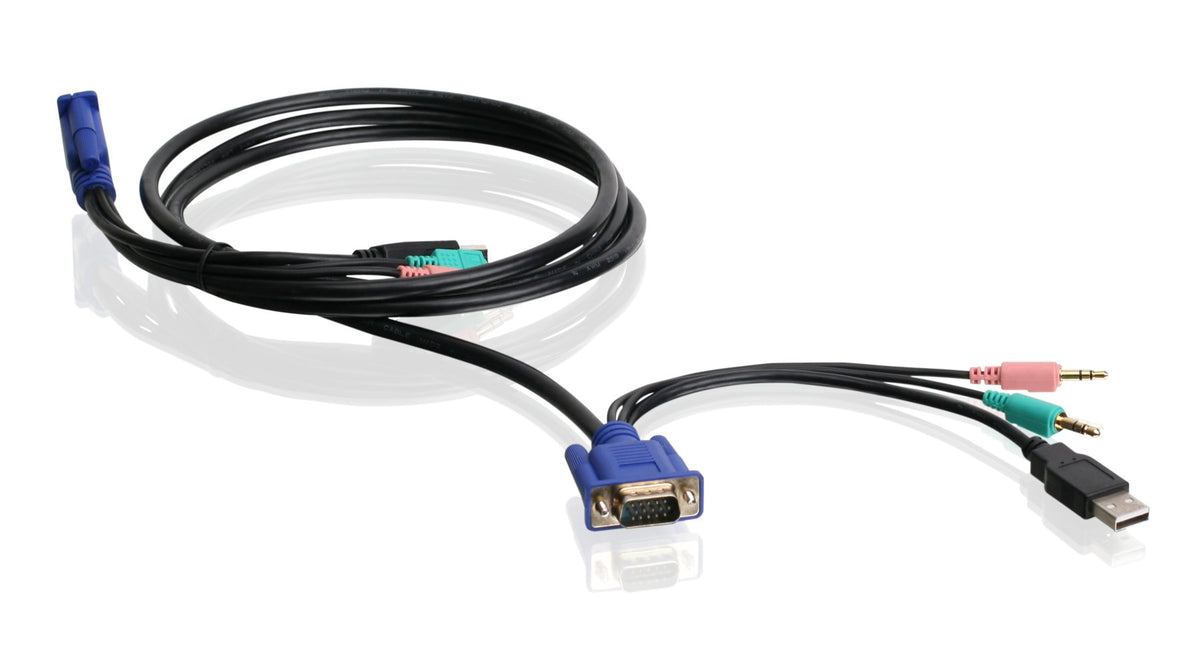 Iogears Vga, Usb 2.0 Kvm Cable Provides Six Feet Of Digital Video Connectivity B