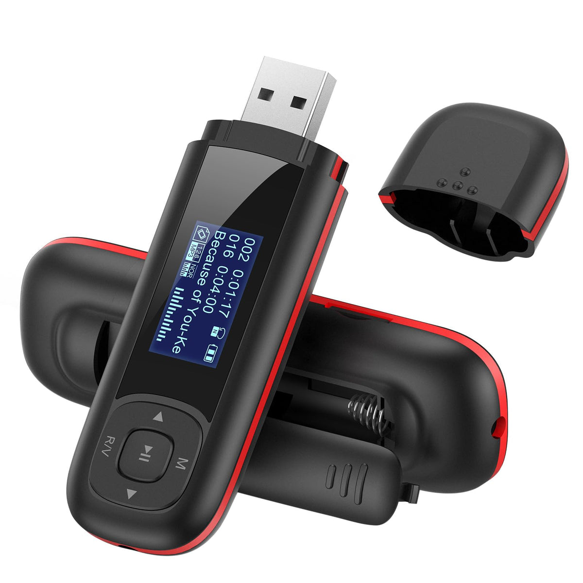 Agptek U3 Usb Stick Mp3 Player, 8Gb Music Player Supports Replaceable Aaa Battery, Recording, Fm Radio, Expandable Up To 128Gb,