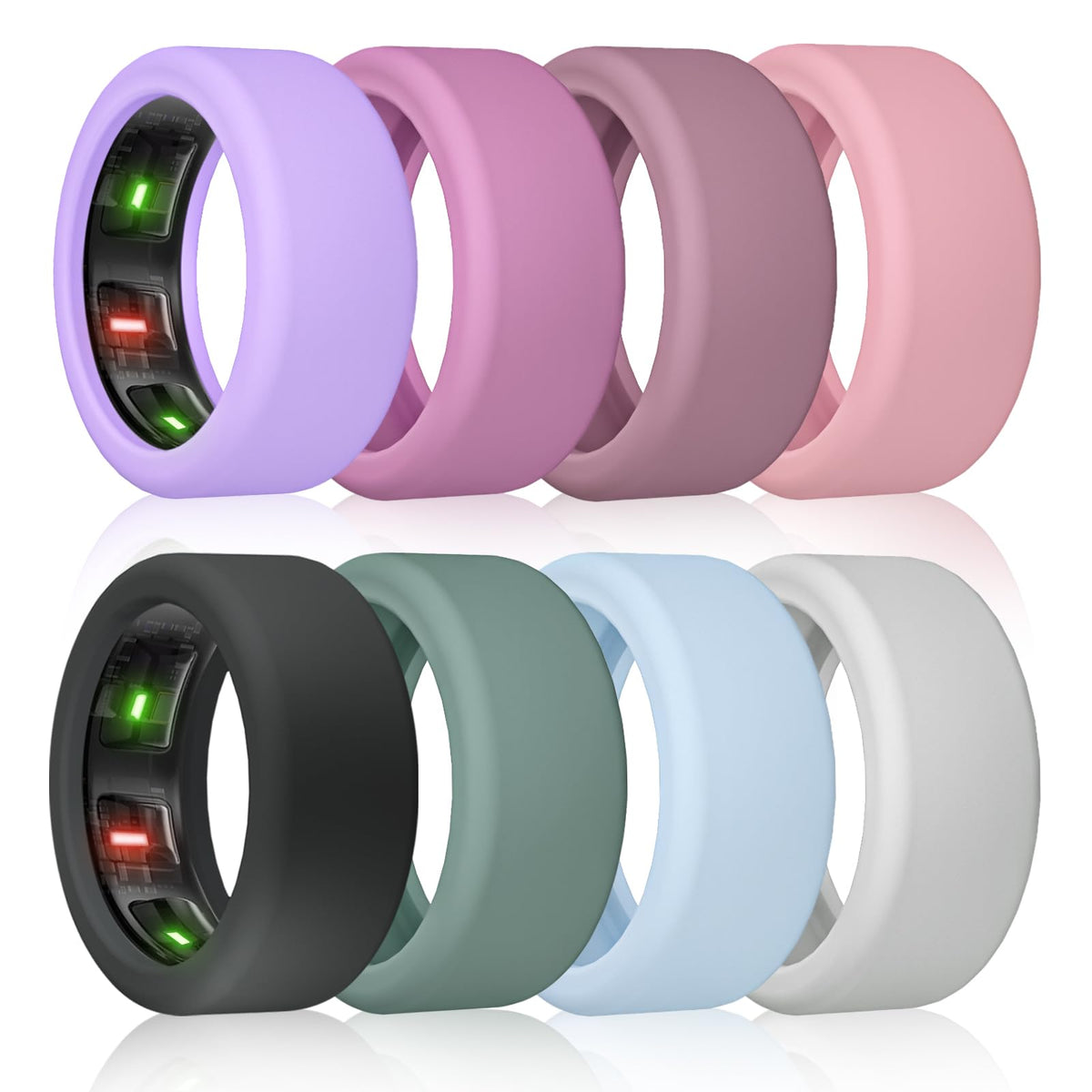 8 Pack Protector Compatible With Ringconn Gen 2/ 2 Air/ 1, Oura Ring Gen 4/3 | Anti Scratch Elastic Silicone Cover For Working O