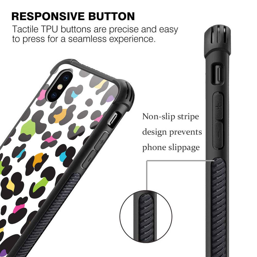 ZHEGAILIAN iPhone Xs Max Phone Case KZ-02 Anti-Scratch Organic Glass TPU Colorful Leopard
