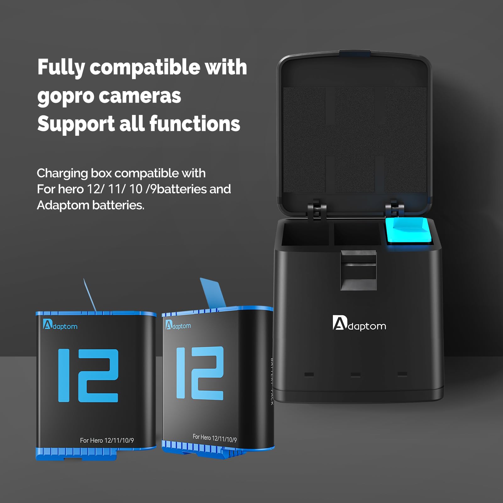 Telesin Hero 12/11 Battery, (2 Pack) And Triple Usb Quick Charger For Gopro Hero 9 10 11 12, Fully Compatible With Go Pro 9 10 1