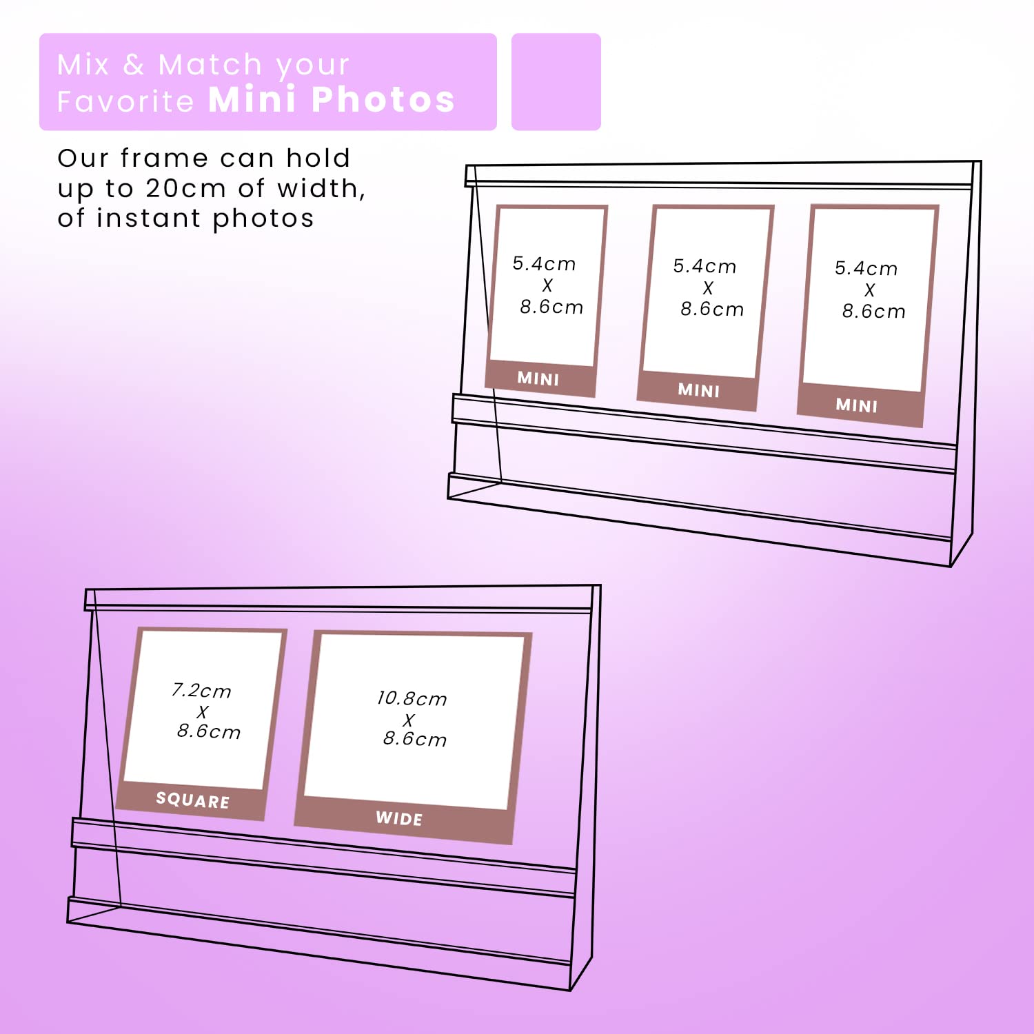 Elil Instax Frame For Fujifilm Instax Mini Film Accessories, Acrylic Frame Desktop Instax Picture Display With Personalized Mess