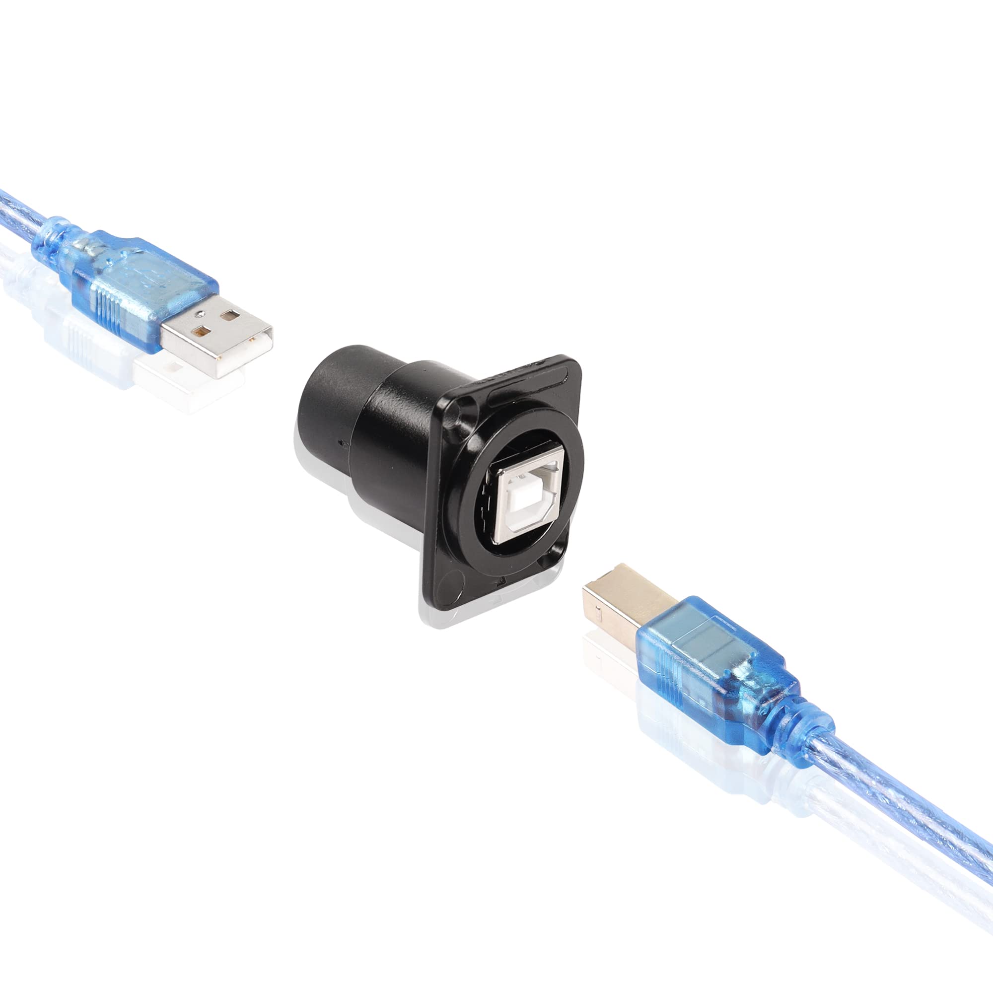 Qianrenon Usb B To Usb A Panel Mount Adapter Usb B Female To Usb 2.0 Female Printer Data Connector, Xlr Panel For Printer Scanne