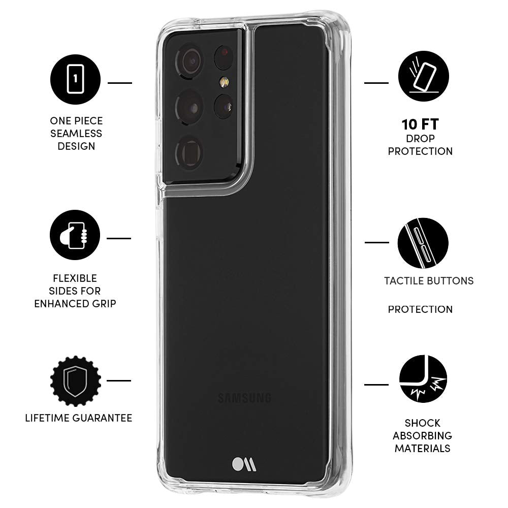 Case Mate   Tough   Case For Samsung Galaxy S21 Ultra 5G   10 Ft Drop Protection   6.8 Inch   Clear