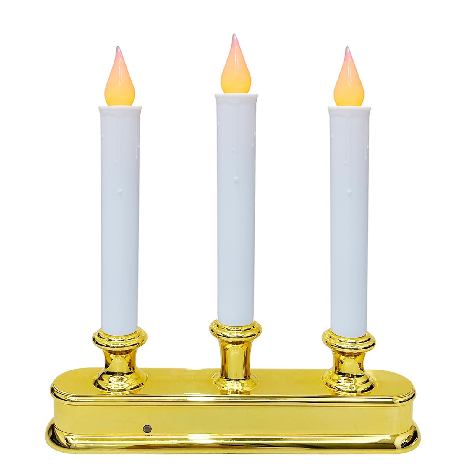 3 Light Battery Operated Christmas Window Candles With Sensor Dusk To Dawn, Cordless Flameless Flicker Taper Lights