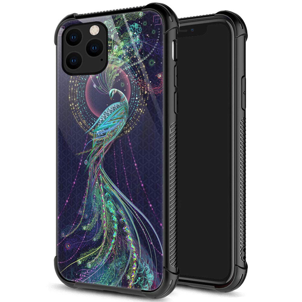 Iphone 12 Mini Case, Green Peacock Iphone 12 Mini Cases For Women Girls, Pattern Design Shockproof Anti Scratch Organic Glass Ca