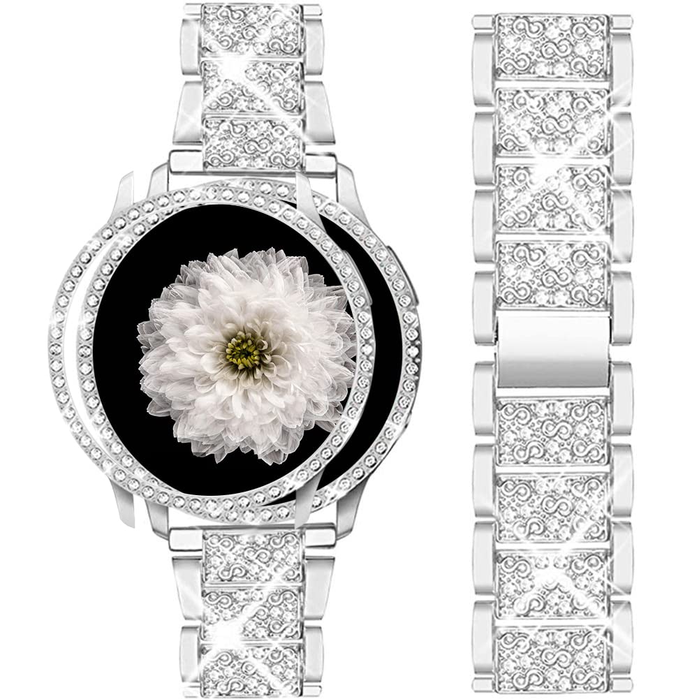 Mosonio Compatible With Samsung Galaxy Watch Fe 2024 40Mm/ Galaxy Watch 5 Band / Samsung Galaxy Watch 4 Band , 20 Mm Silver Blin