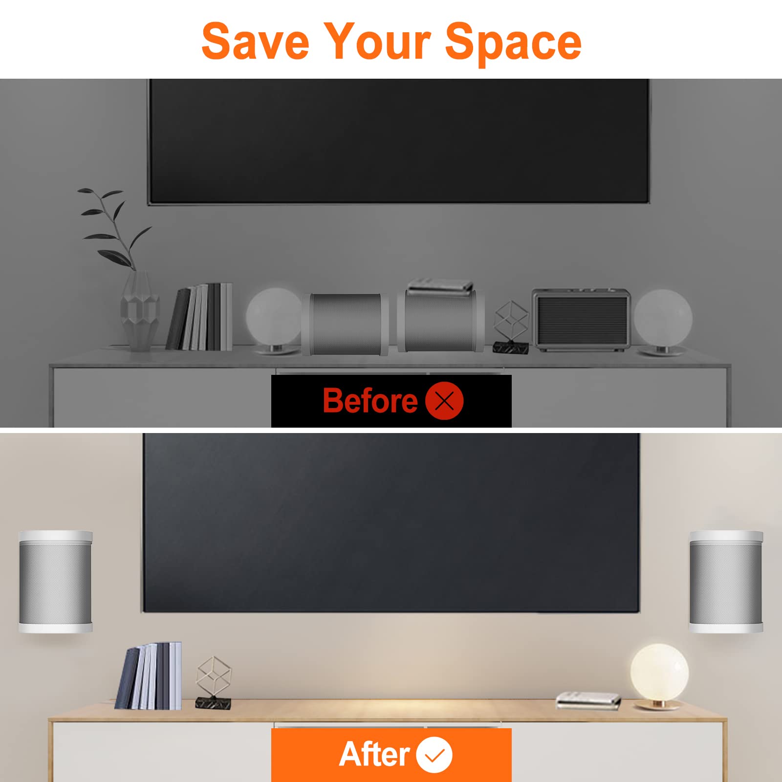 Notiela Speaker Wall Mount And Ceiling Mount For Sonos One, One Sl, Play 1   Swivel & Tilt Adjustable Mounting Brackets For Sono