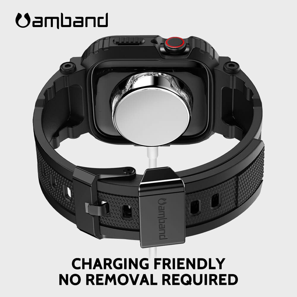 Amband Bands Compatible With Apple Watch 9/8/7 45Mm, M1 Sport Series Rugged Case Protective Cover For Iwatch 6/Se/5/4/3 42/44/45