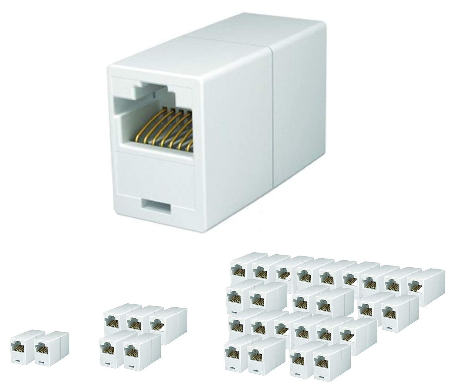 Imbaprice Rj45 Coupler   (Pack Of 5) Cat5E Ethernet Cable Extender Female To Female Straight Modular Inline Coupler