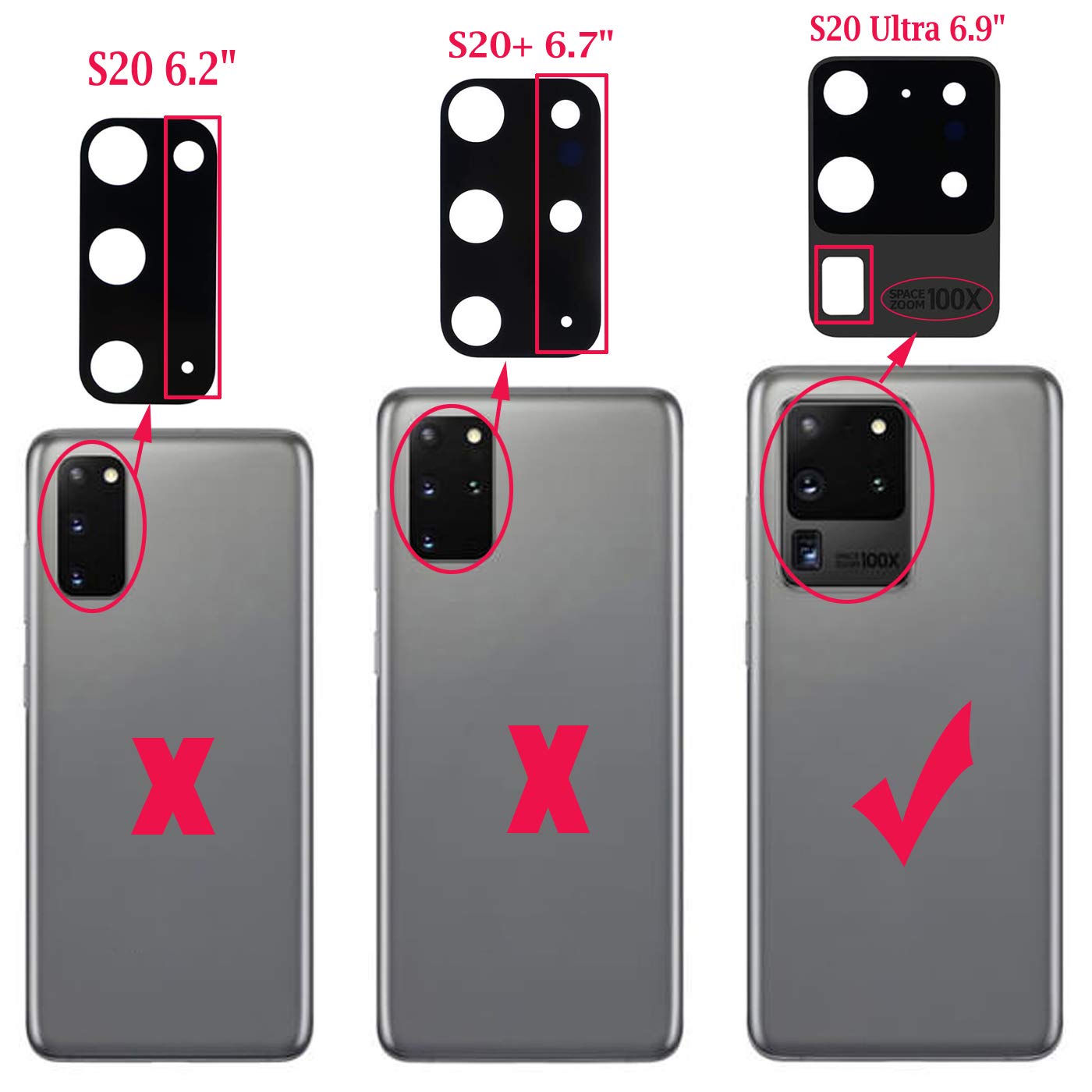 Ubrokeifixit Galaxy S20 Ultra Back Rear Camera Glass Lens Cover Replacement With Pre Cut Tape For Samsung Galaxy S20 Ultra 6.9' Sm G988(Not For S20+ 6.7',Not For S20 6.2') (S20 Ultra/2Pcs)
