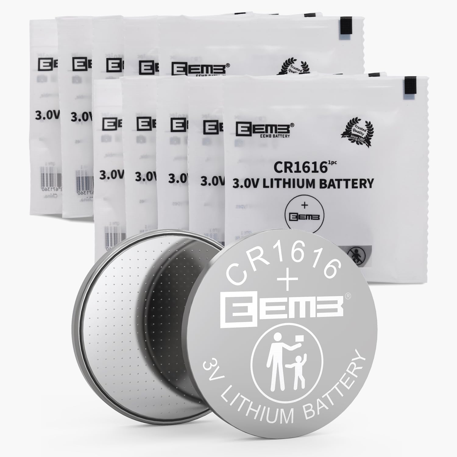 EEMB 10-Pack CR1616 Battery CR1616 3V Lithium Battery Button Coin Cell 1616 Batteries DL1616 ECR1616 for Remote Control, Watch, 