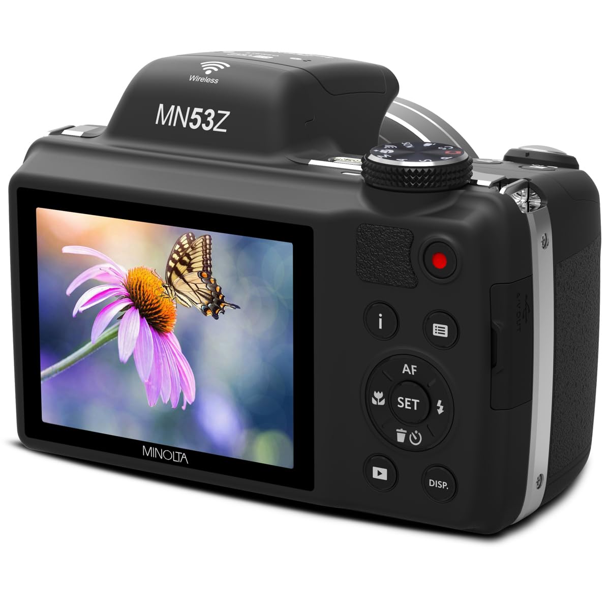 Minolta Pro Shot 16 Mega Pixel Hd Digital Camera With 53X Optical Zoom, Full 1080P Hd Video & 16Gb Sd Card, Mn53Z, Black