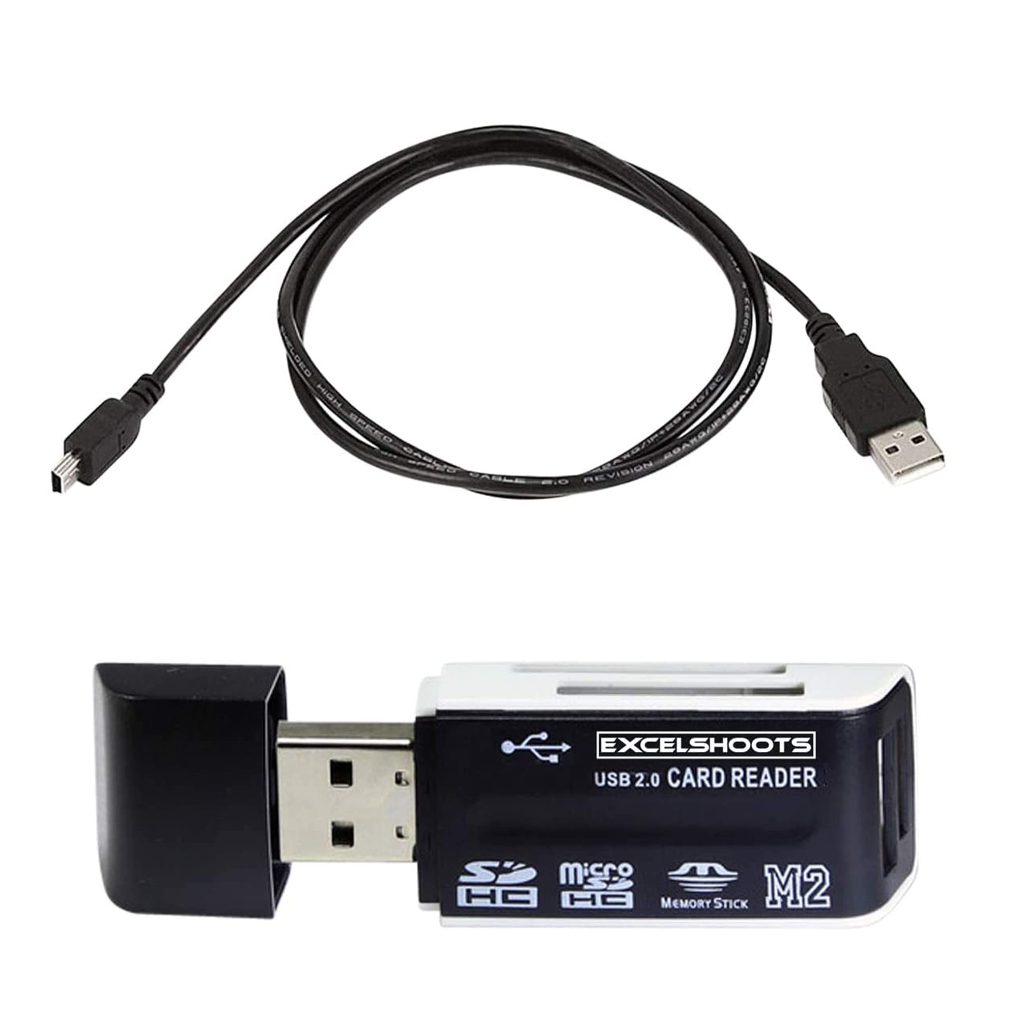 Excelshoots Usb Cable Compatible With Canon Eos Rebel T7I Dslr Camera| Mini Usb Data Transfer Cable For Canon Powershot/Rebel/Eos/Dslr Cameras & Camcorders| Camera Cable & Memory Card Reader| 3 Ft
