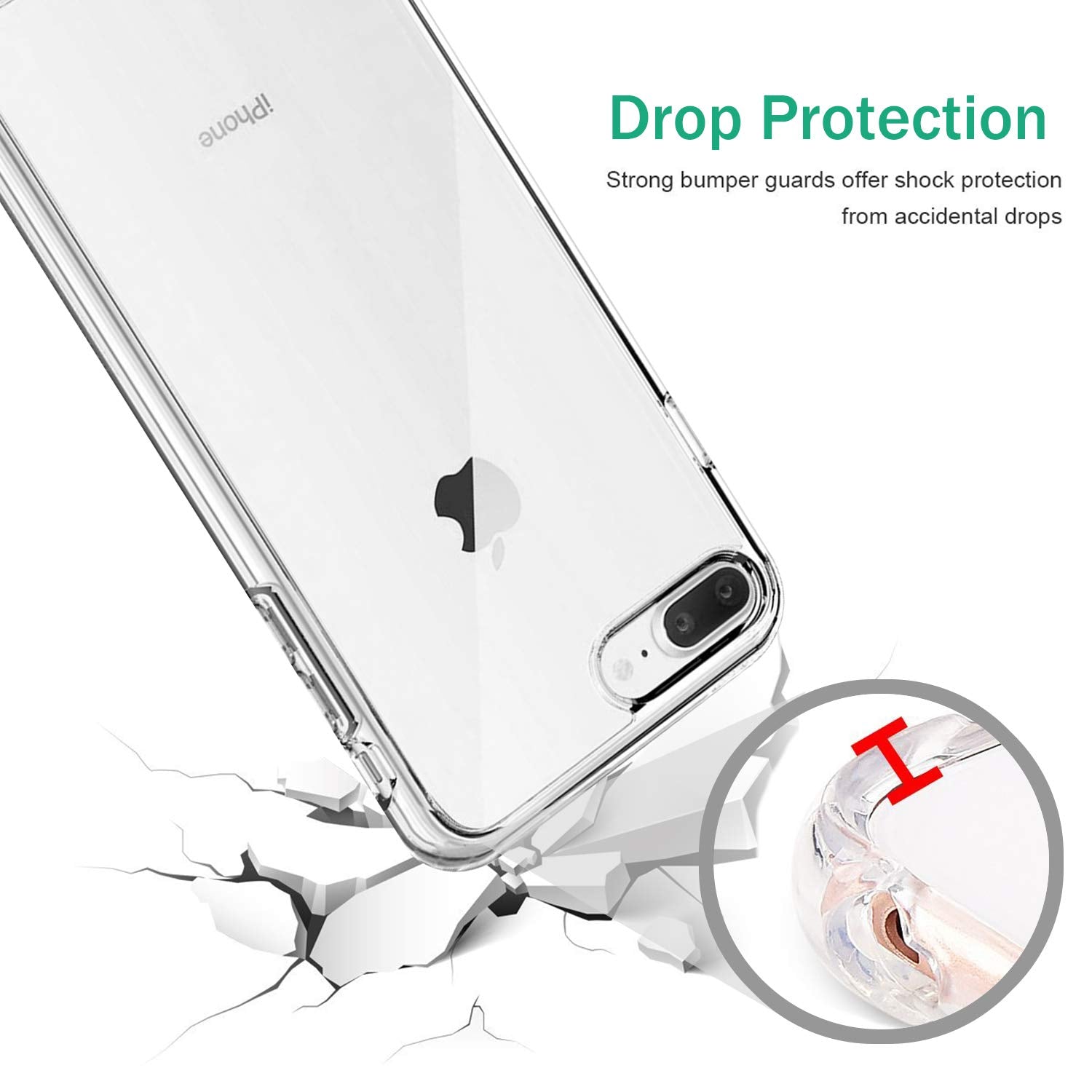 Tenoc Phone Case Compatible For Apple Iphone 8 Plus And Iphone 7 Plus 5.5 Inch, Crystal Clear Ultra Slim Cases Soft Tpu Cover Fu