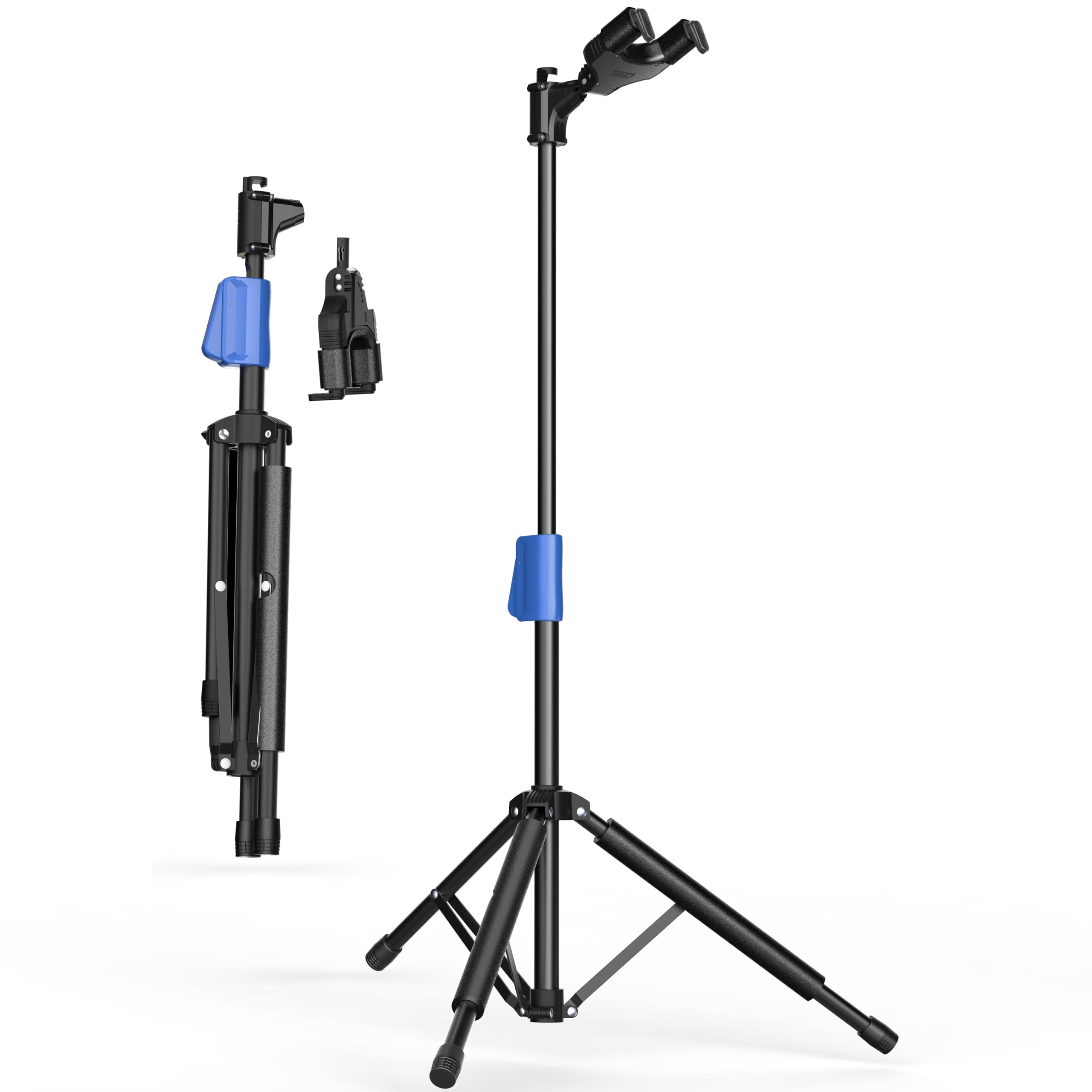 Salvori Folding Guitar Stand with Auto-Lock System, One-button Lift and Soild Tripod for Bass, Acoustic, Electric, Classical Gui