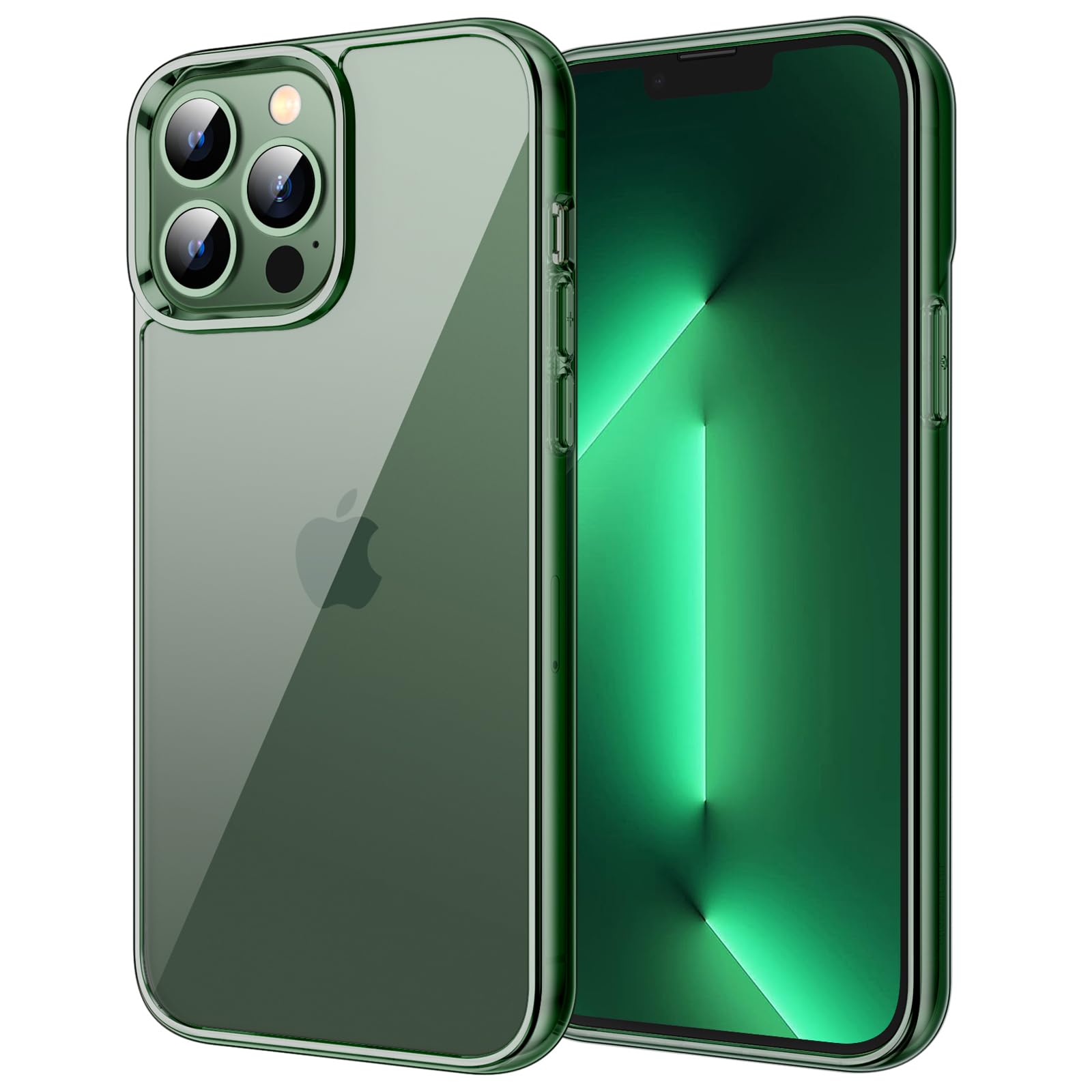 JETech Case for iPhone 13 Pro 6.1-Inch, Non-Yellowing Shockproof Phone Bumper Cover, Anti-Scratch Clear Back (Alpine Green)