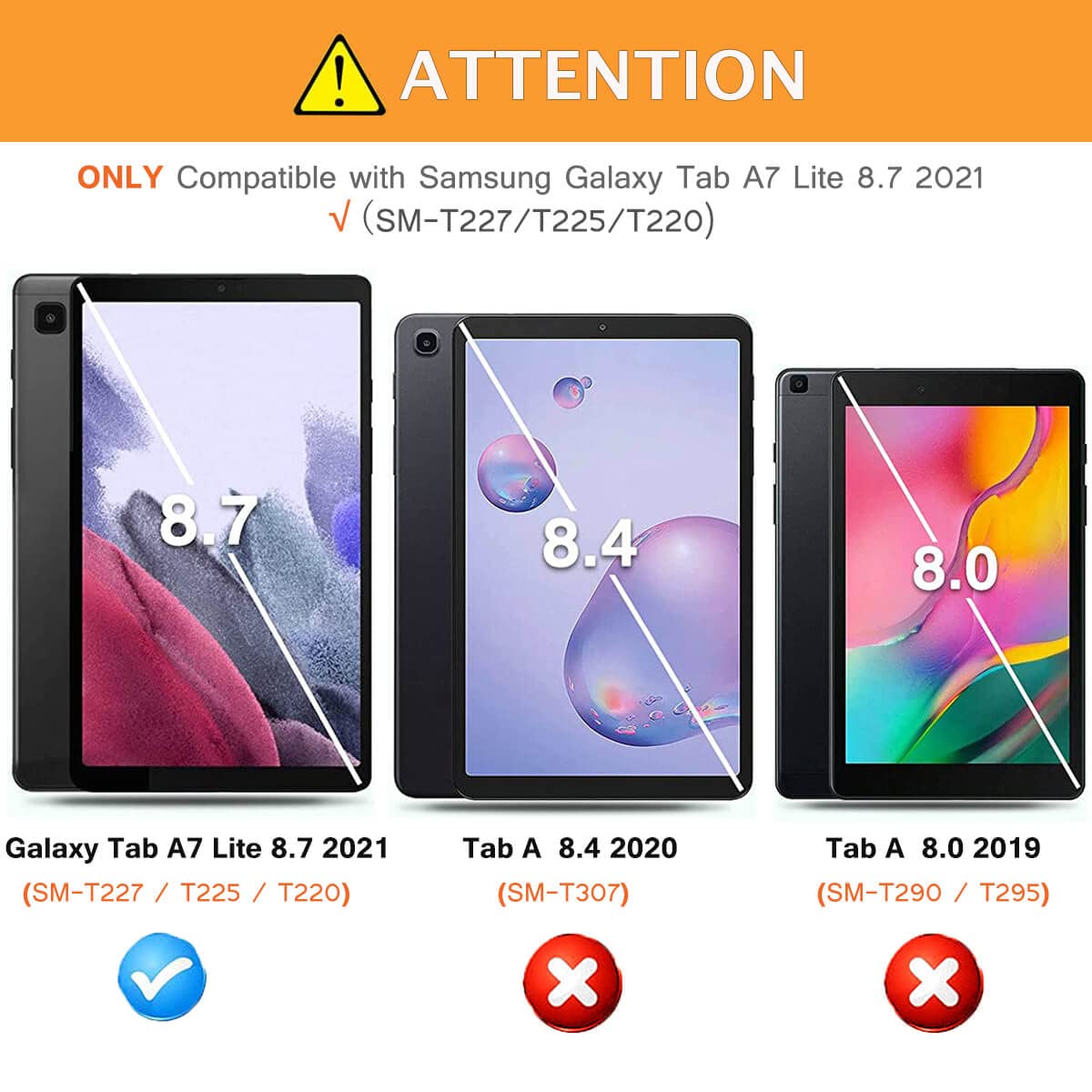 Toevek Kids Case For Samsung Galaxy Tab A7 Lite 8.7 Tablet, Built-In Screen Protector, Shockproof Handle Stand Protective Case F