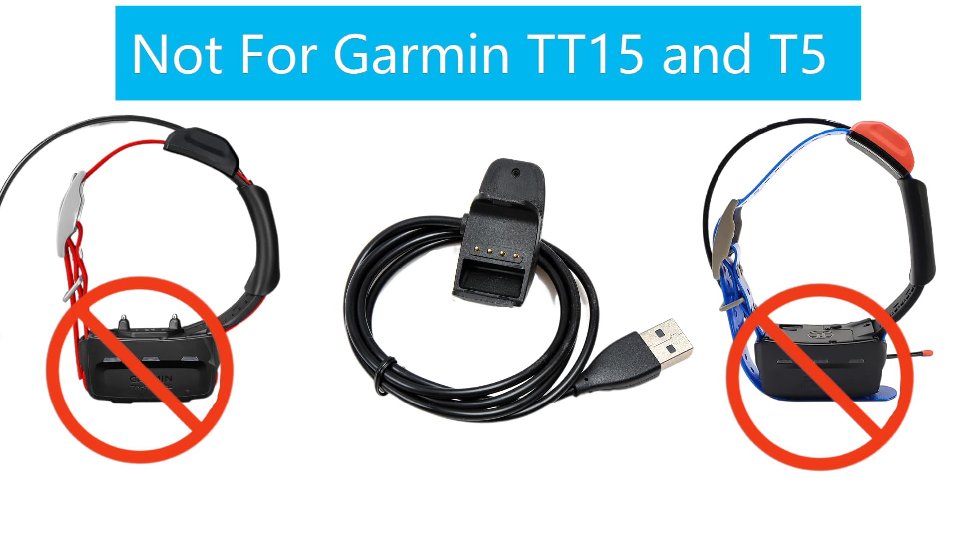 Kelefet Charging Clip Charger For Garmin Tt15Mini T5Mini Tb10 Pt10 Pt6 For Garmin Sport Pro Series 3/4 Inch Collar Strap For Pt