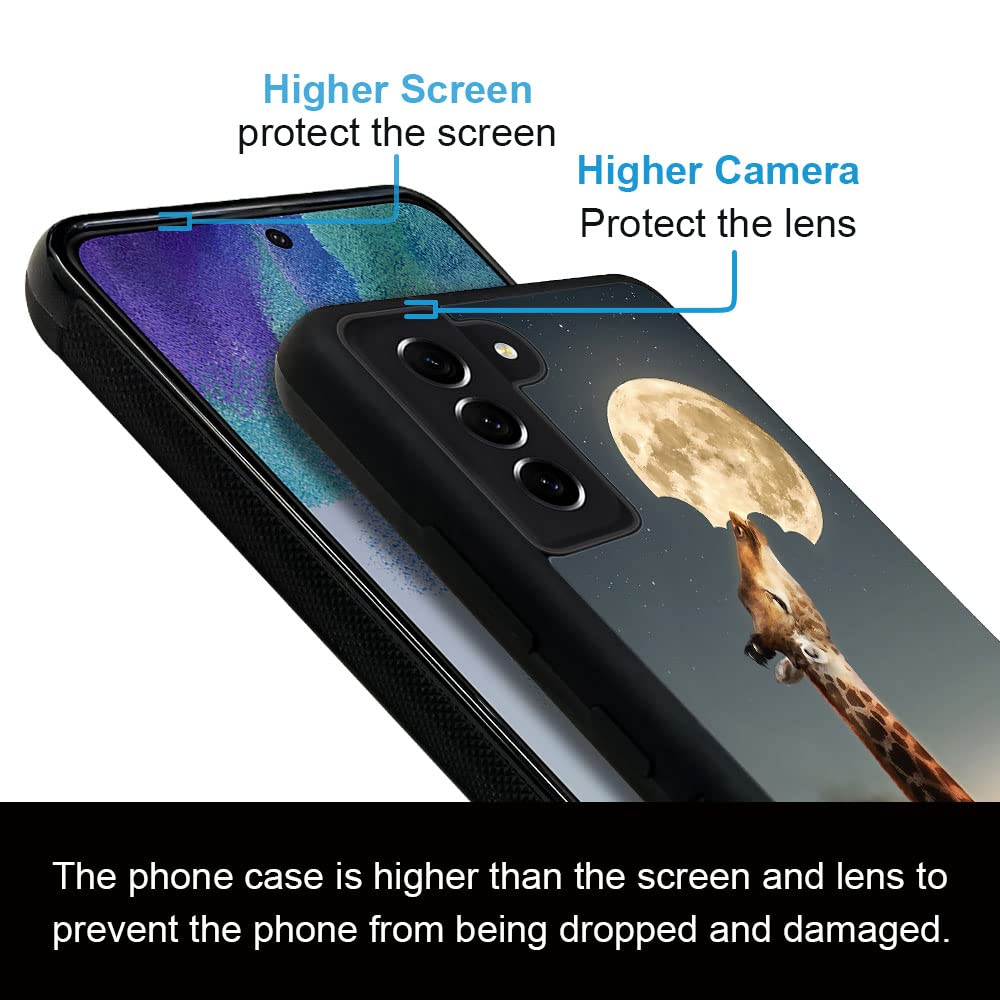 ZHEGAILIAN Samsung Galaxy S23 Phone Case Shockproof Non-Slip TPU PC Giraffes Eat The Moon 6.1 inch