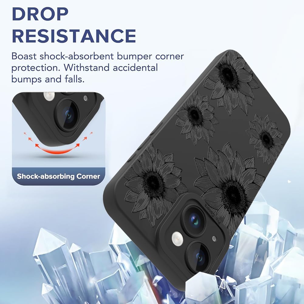 Ook Floral Case For Iphone 13 Case, Cute Sunflower Floral Blooms Design Soft Tpu Shockproof Protective For Women Girls Phone Cov