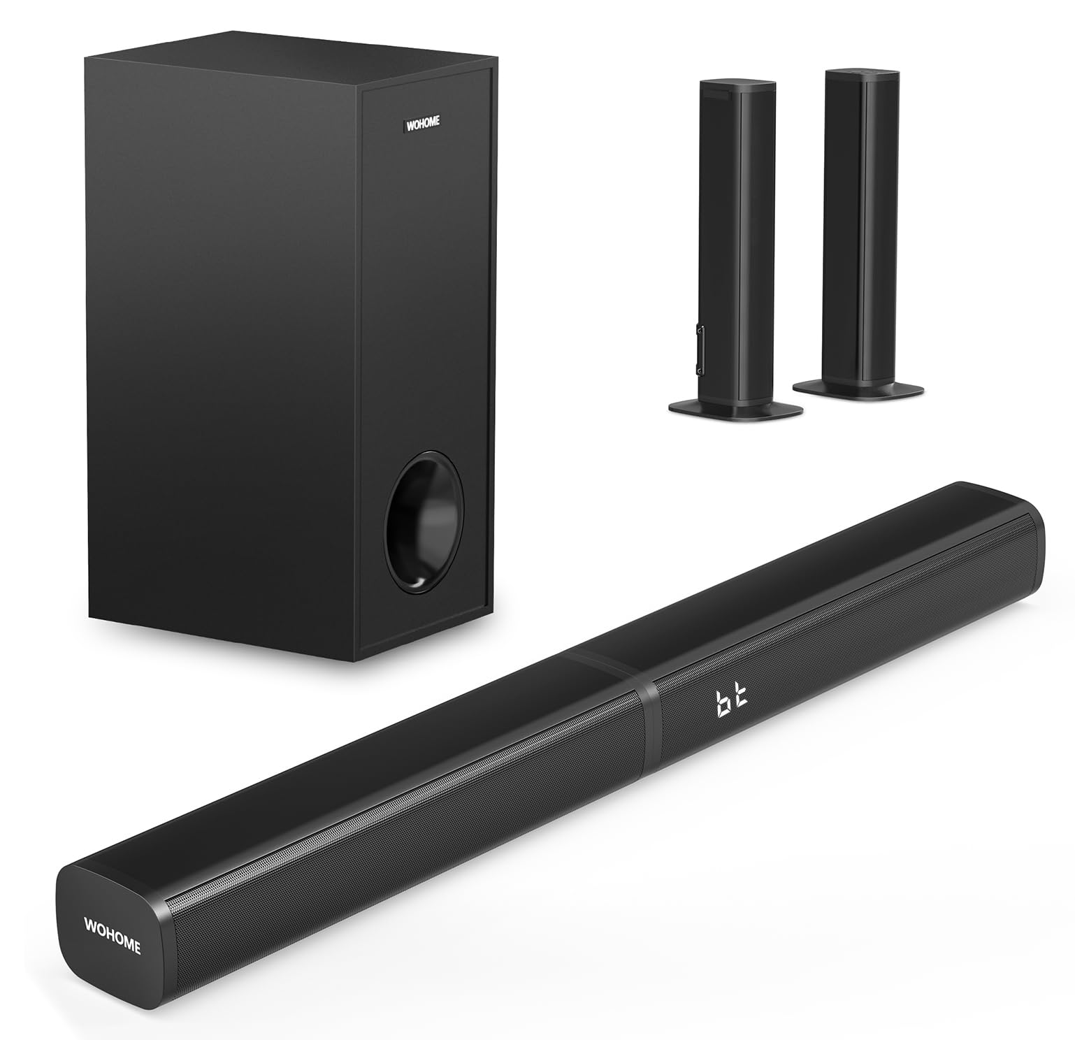 Wohome 2.1 Sound Bar For Smart Tv With 5 Inches Wired Subwoofer, 140W, 2 In 1 Detachable Soundbar With Rgb-Ic Backlight, Bluetoo