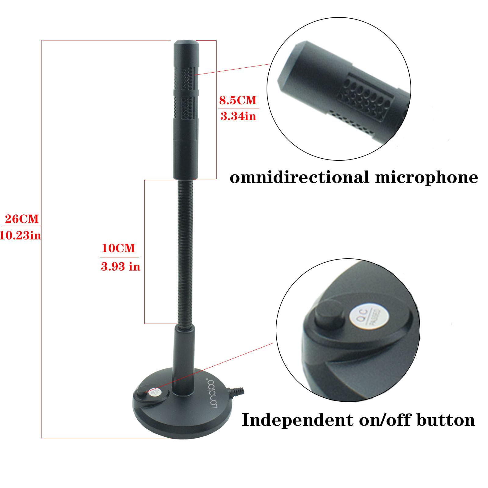 Landibo 3.5Mm Male Microphone, Plug And Play Desktop Laptop Gooseneck Microphone, Suitable For Games, Meetings, Recording, Podca