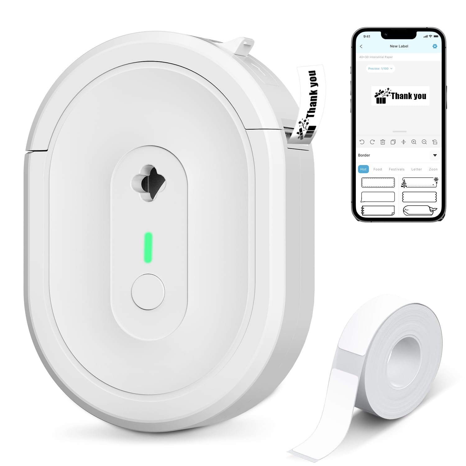 NDYIN Label Maker Machine with Tape, N12 Portable Bluetooth Label Printer, Wireless Mini Label Makers Thermal Sticker with Multi