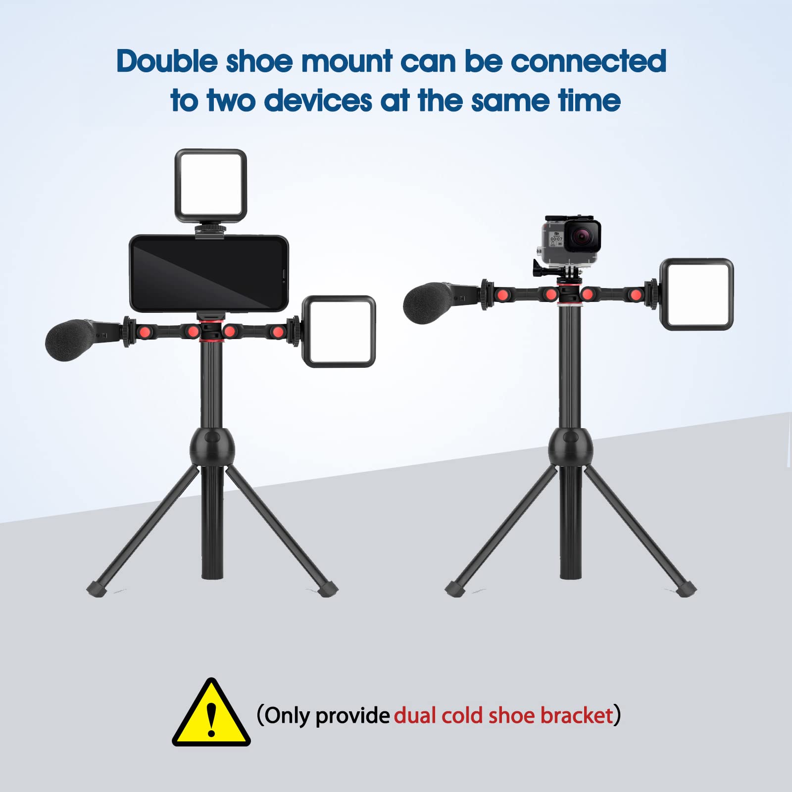 Chromlives Dual Cold Shoe Mount Universal Cold Shoe Adapter With 1/4 Thread Holes Rotatable Camera Shoe Extension Bracket For Mi