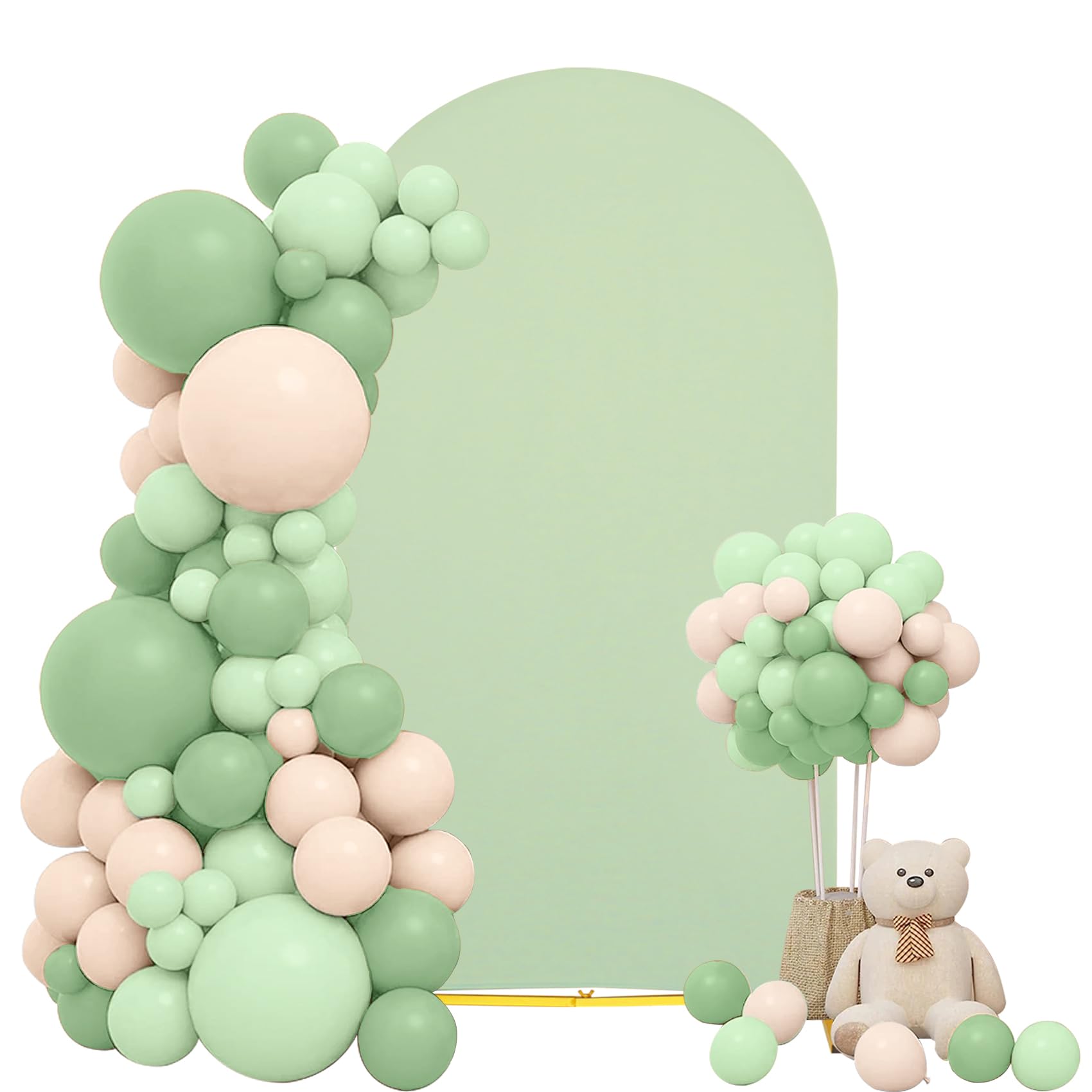 Wedding Arch Cover 7.2Ft Sage Green Spandex Fitted Arch Cover Round Top Stand Covers Double Side Stretchy Chiara Cover Backdrop