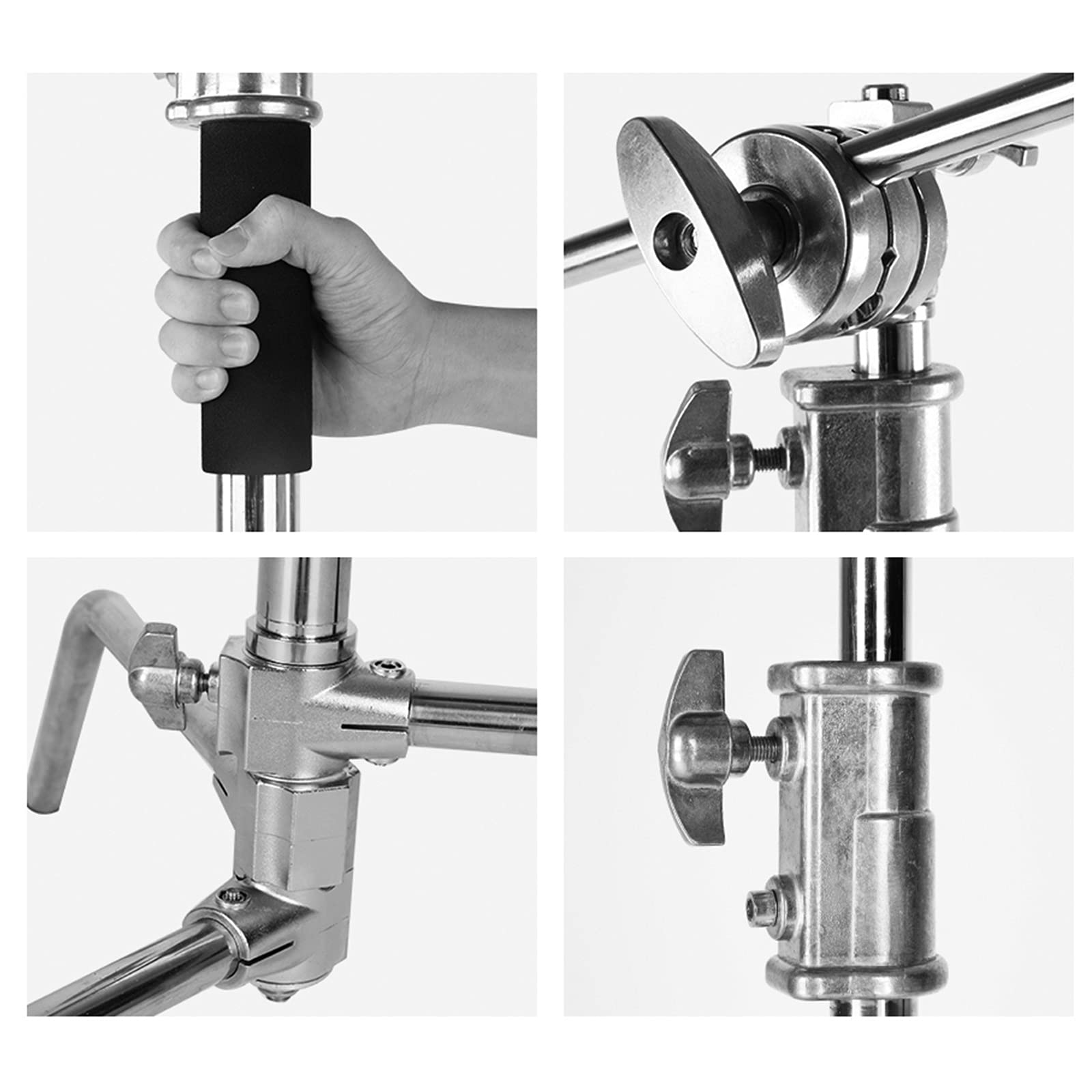 Lapgood 100% Stainless Steel Heavy Duty C Stand With Boom Arm   Max Height 10.8Ft/330Cm Photography Light Stand With 4.2Ft/127Cm