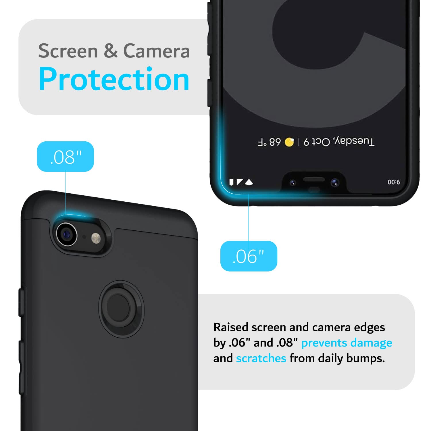 Tudia Dualshield Designed For Google Pixel 3 Xl Case (2018), [Merge] Shockproof Military Grade Raised Edge Slim Dual Layer Heavy