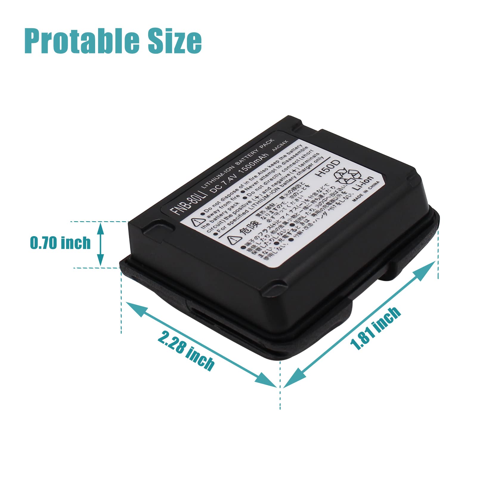 Fnb 80Li 7.4V 1500Mah Li Ion Replacement Battery Compatible For Yaesu Vx 5 Vx 5R Vx 5Rs Vx 6 Vx 6R Vx 7 Vx 7R Vx 7Rb Vertex Stan