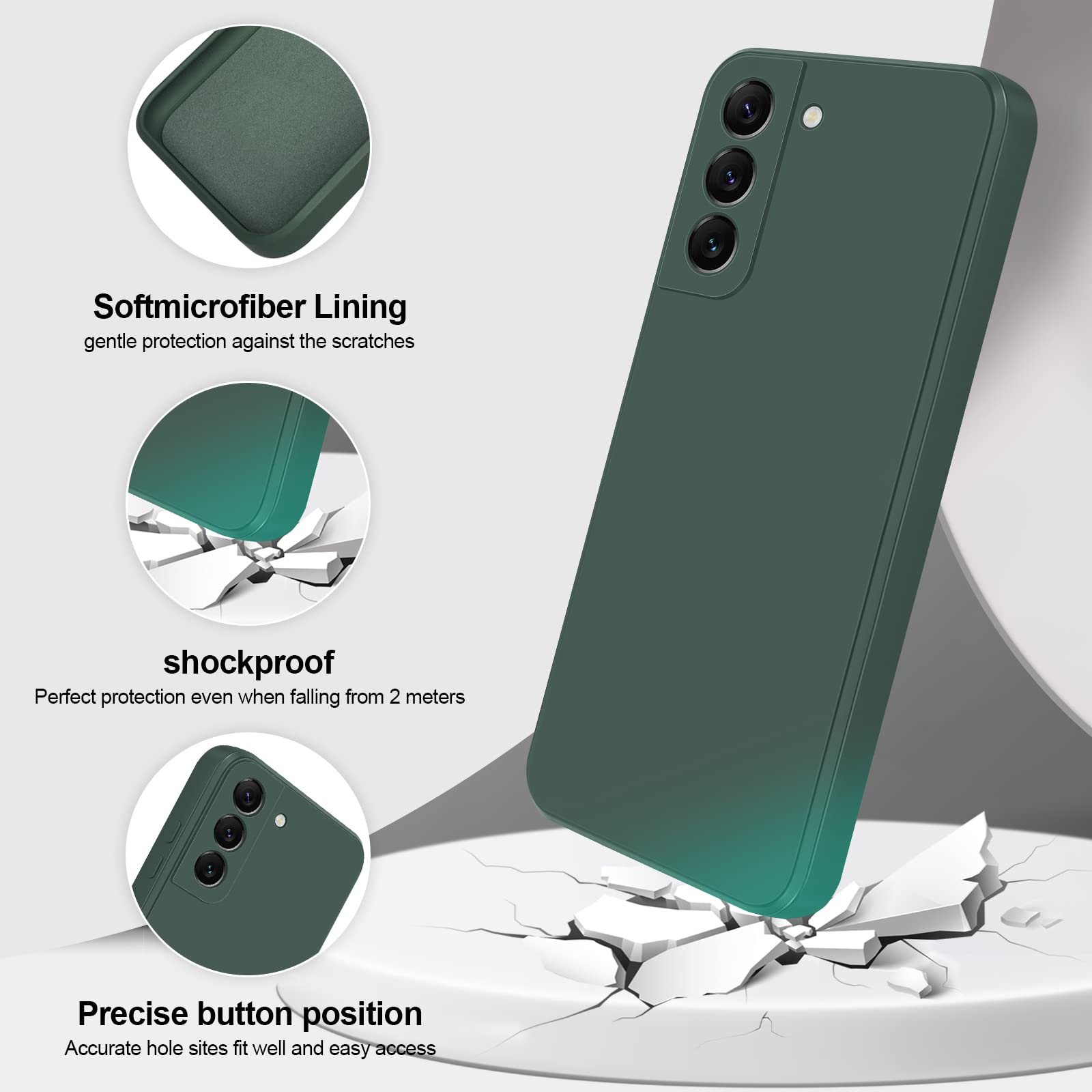 Giiyoon Silicone Case Compatible With Samsung Galaxy S22 Plus 5G, Full Body Silky Soft Touch Phone Case With Camera Protection,