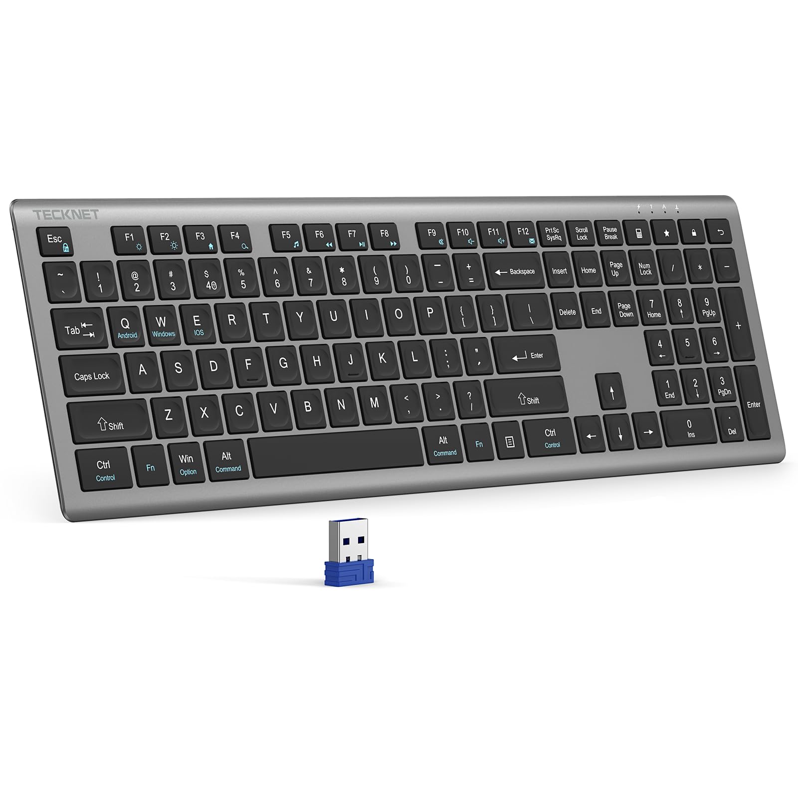 TECKNET Wireless Keyboard Rechargeable 2.4G UltraSlim, Comfortable Typing