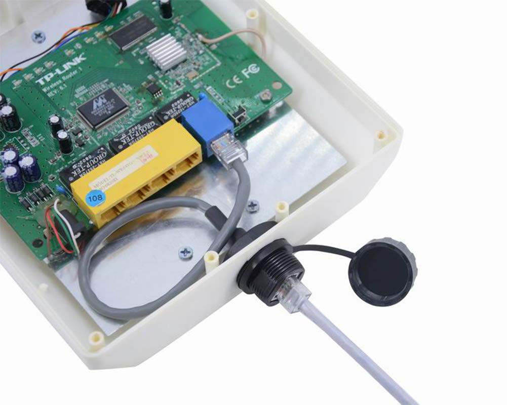 Anmbest 5Pcs Panel Mounting Rj45 Waterproof Connector M25 Cat5/5E Ethernet Lan Cable Coupler With Waterproof/Dust Cap Cover 25Cm