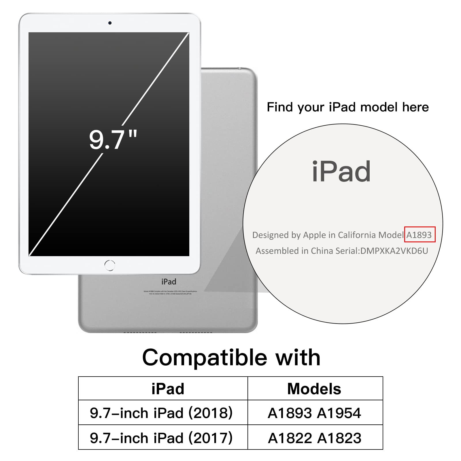 Jetech Case For Ipad (9.7-Inch, 2018/2017 Model, 6Th/5Th Generation), Smart Cover Auto Wake/Sleep (Space Gray)