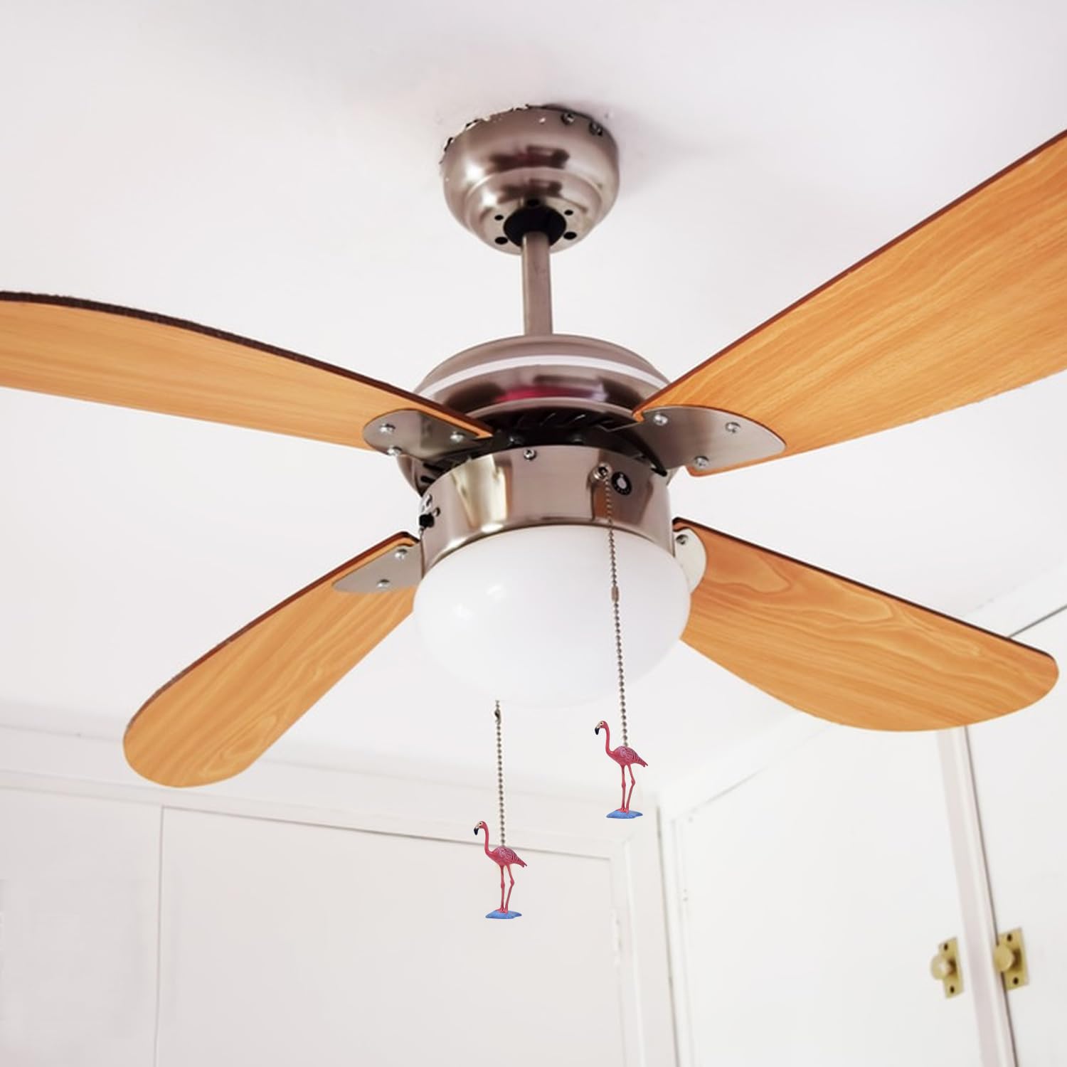 Dotlite Flamingo Ceiling Fan Pull Chain,Cute Realistic Flamingo Animal Fan String Pulls Charm Extension Decorative,12In 3Mm Diam