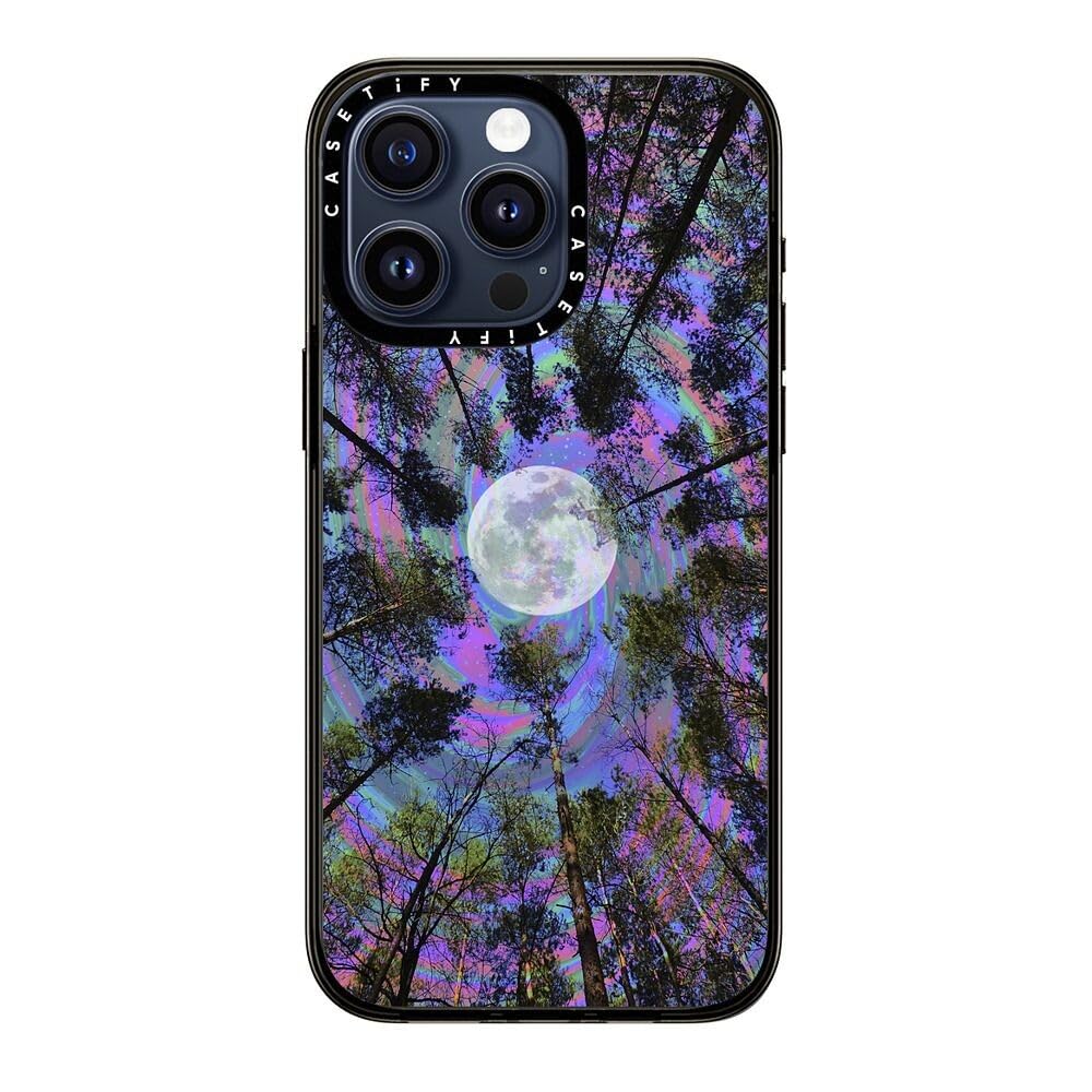 Casetify Compact Case For Iphone 15 Pro Max [2X Military Grade Drop Tested / 4Ft Drop Protection]   Moon Swirl   Clear Black