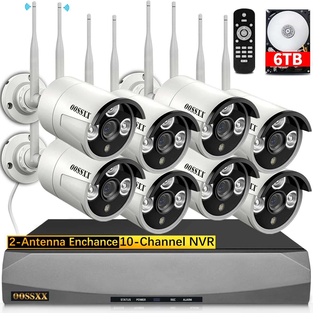 (90 Days Storage & Dual Antennas For Wifi Enhanced) Ai Human Detected 2K 3.0Mp Wireless Security Camera System,Oossxx 10 Channel Nvr Hd Outdoor Home Surveillance Wifi Cameras Systems