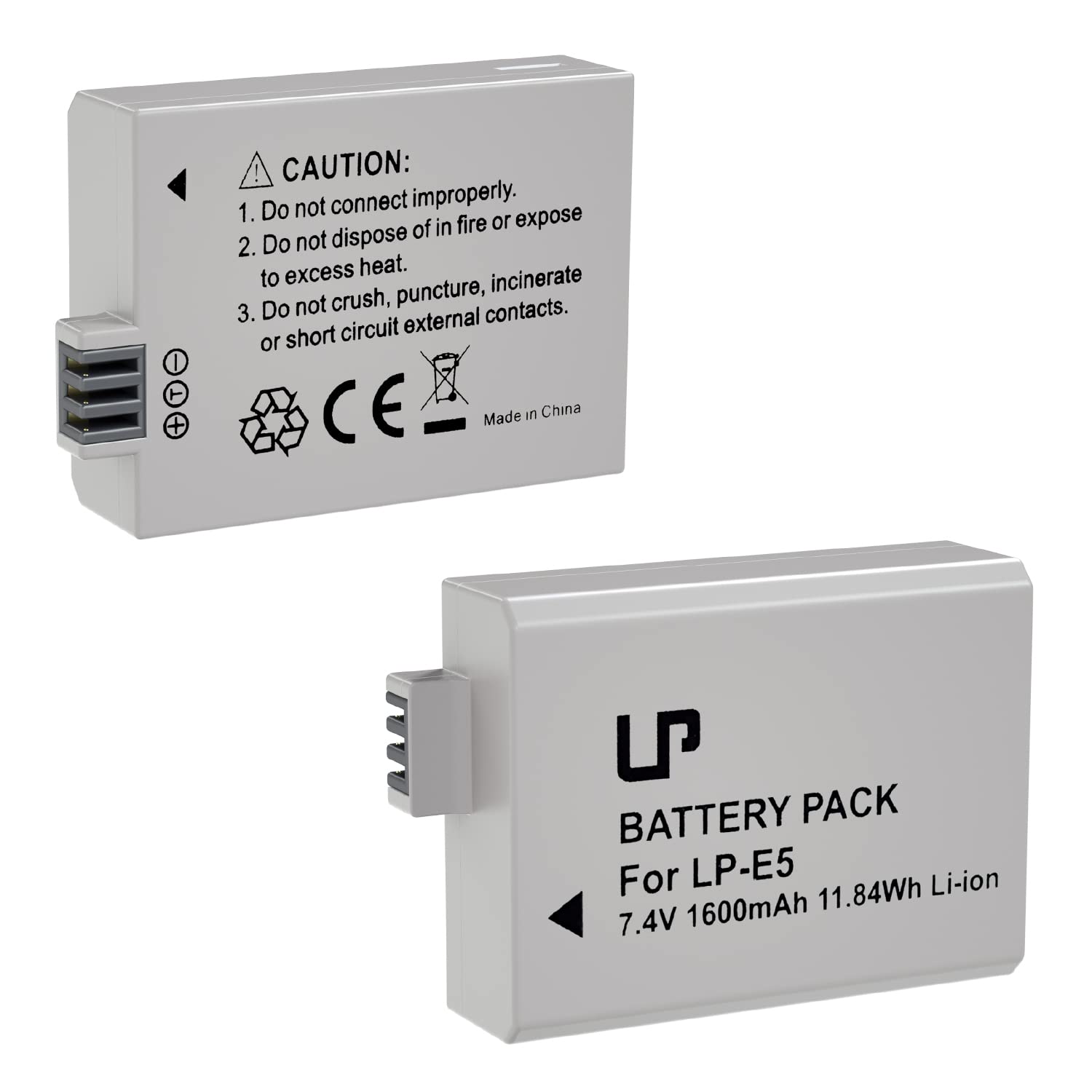 Lp E5 Battery Pack, 2 Pack 1600Mah Battery Compatible With Canon Eos Rebel Xs, Rebel T1I, Rebel Xsi, 1000D, 500D, 450D, Kiss X3,