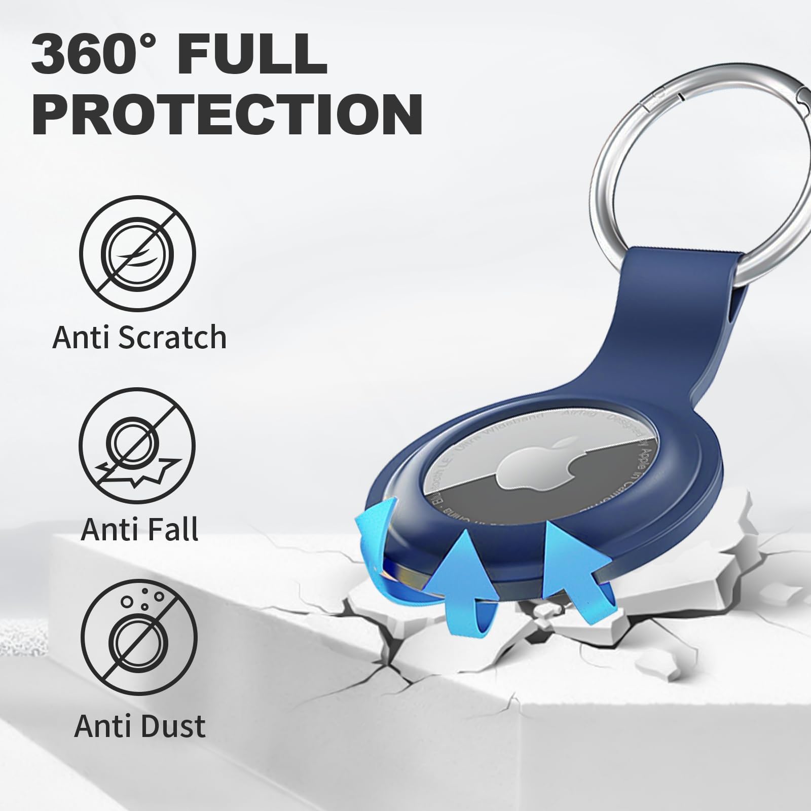 Linsaner Compatible With Airtag Case Keychain Air Tag Holder Silicone Airtags Key Ring Cases Tags Chain Airtag Gps Item Finders