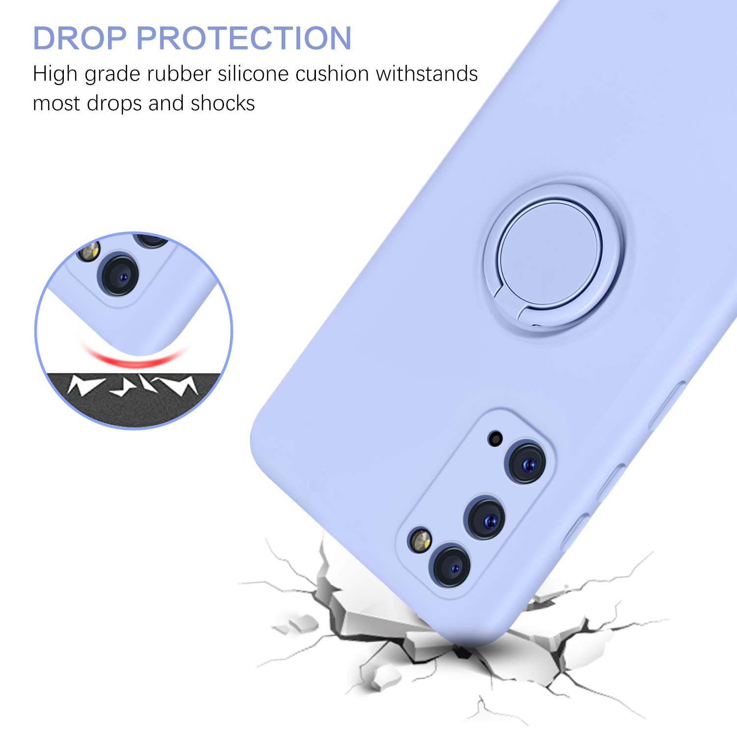 Bentoben For Galaxy S20 Case, Phone Case Samsung S20 5G 2020,Slim Silicone Ring Holder Kickstand | Support Car Mount | Soft Rubb