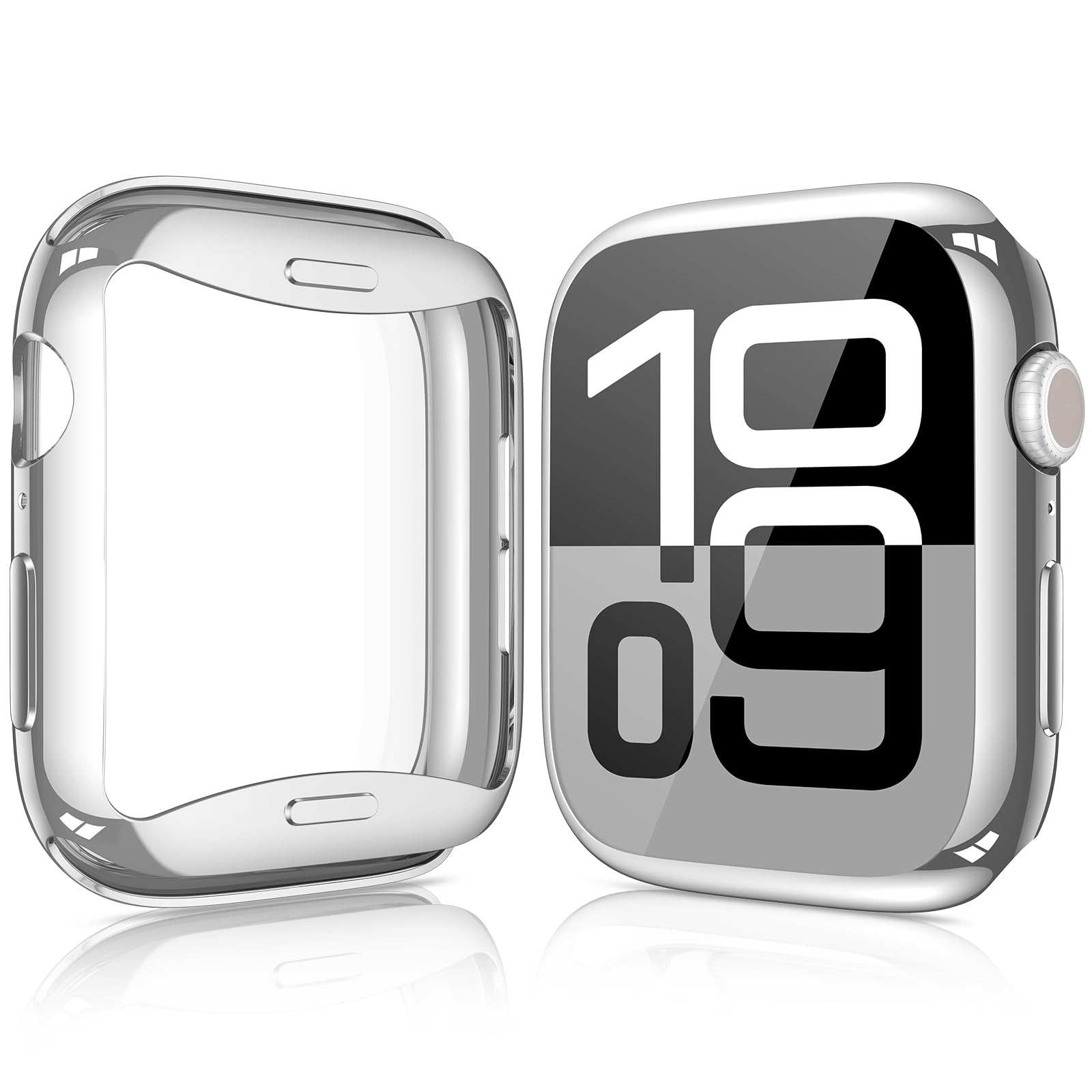[2 Pack] JULK 46mm Silver Case with Screen Protector for New Apple Watch 11 (2025), Slim Guard Bumper, Full Coverage Soft TPU Pr